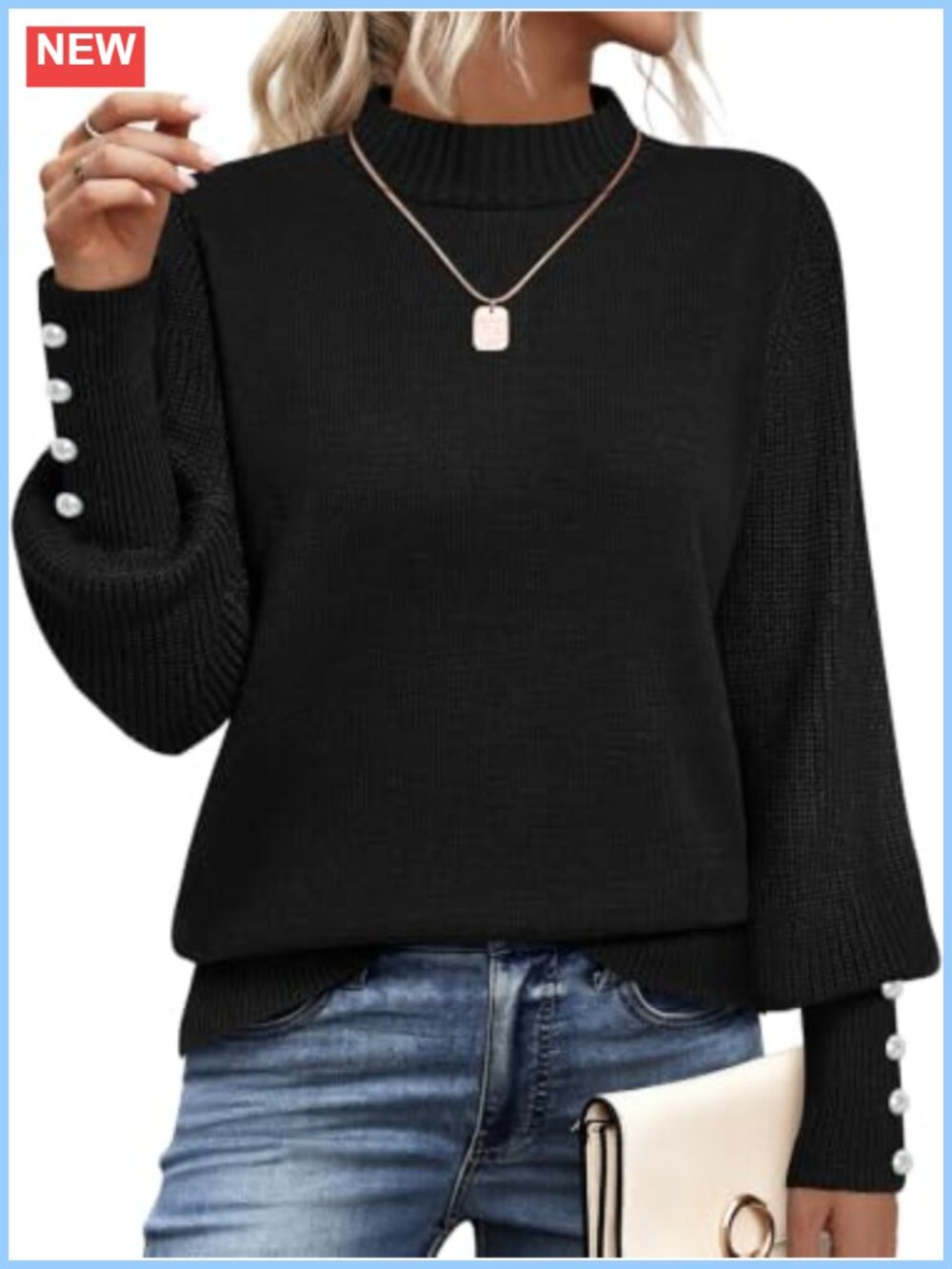 Mock Neck Long Sleeve Pullover Sweater Lightweight Fall